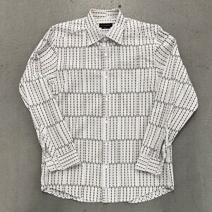 Jhane Barnes White, Blue and Brown Patterned Shirt